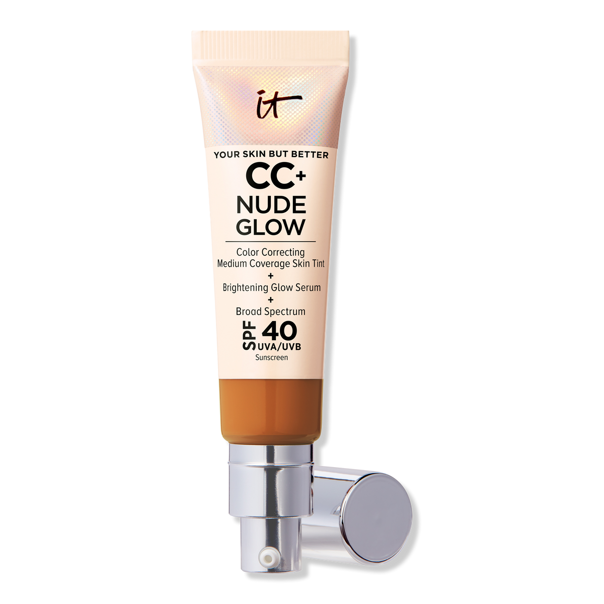 IT Cosmetics CC+ Nude Glow Lightweight Foundation + Glow Serum with, SPF 40, Rich, 1.08 oz