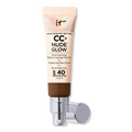 IT Cosmetics CC+ Nude Glow Lightweight Foundation + Glow Serum with, SPF 40, Deep Honey, 1.08 oz
