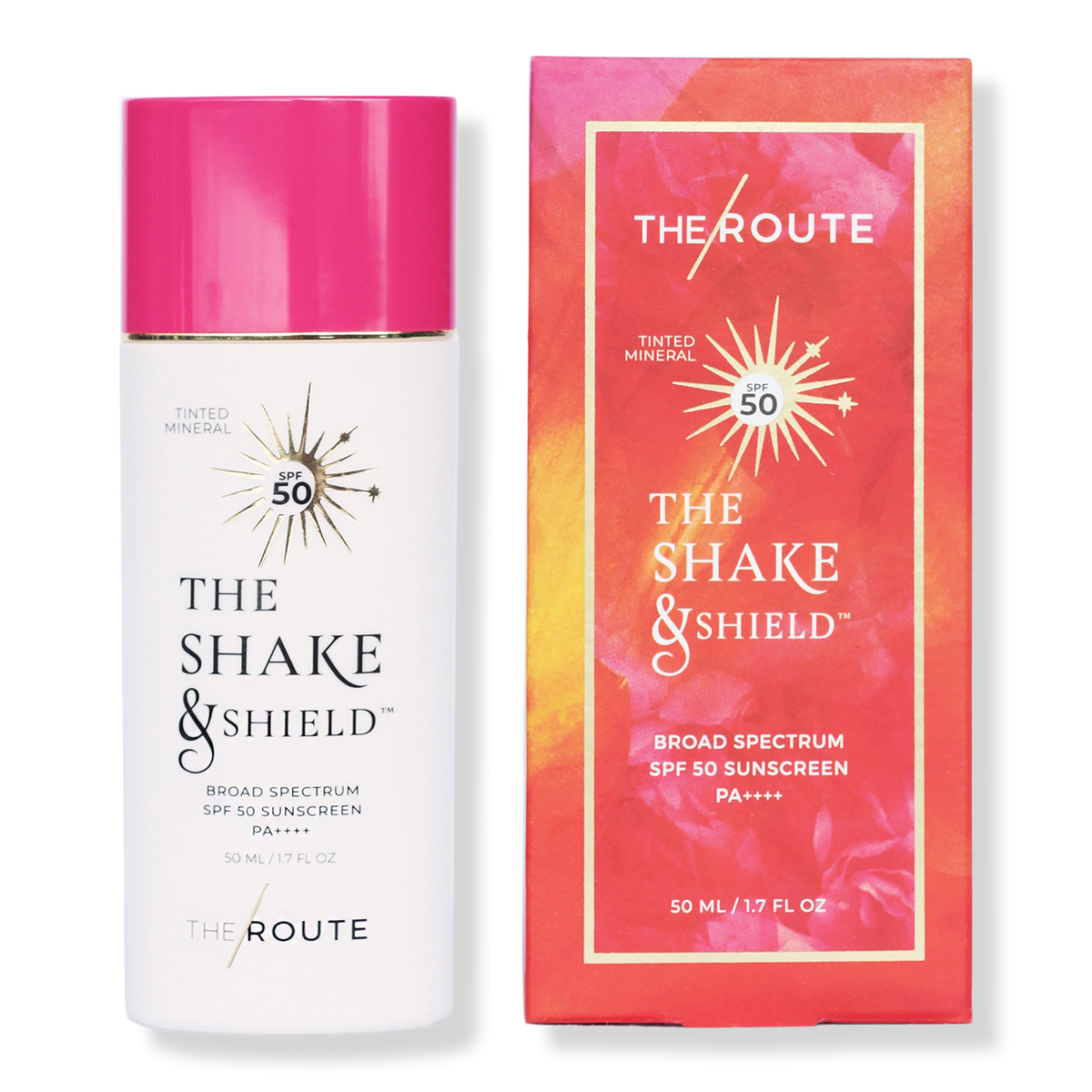 THE ROUTE THE SHAKE & SHIELD Tinted Broad Spectrum Mineral, SPF 50 Sunscreen PA++++, 1.7 oz