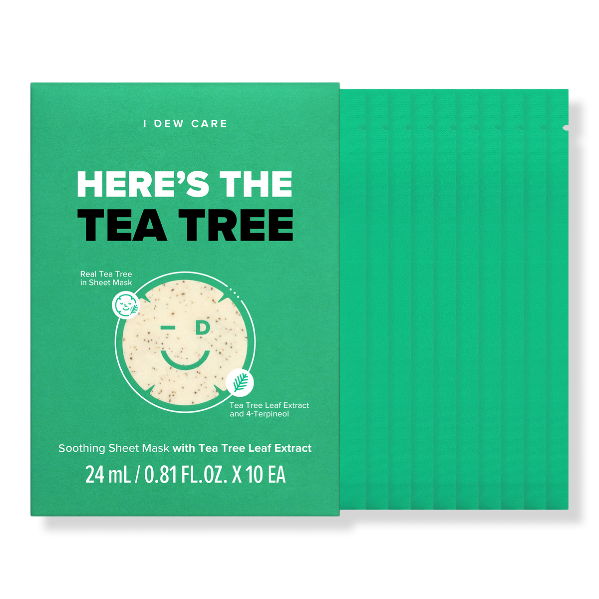 I Dew Care Here's The Tea Tree Soothing Tea Tree Sheet Mask, 10 ea