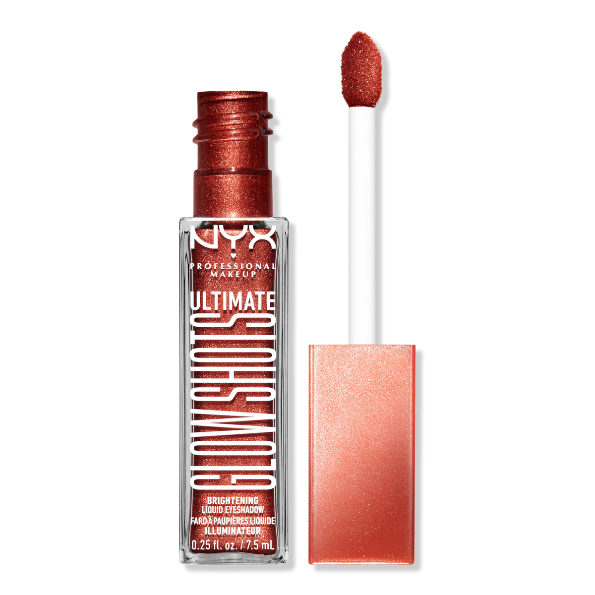 NYX Professional Makeup Ultimate Glow Shots Vitamin C Infused Liquid Eyeshadow, Clementine Fine, 0.25 oz