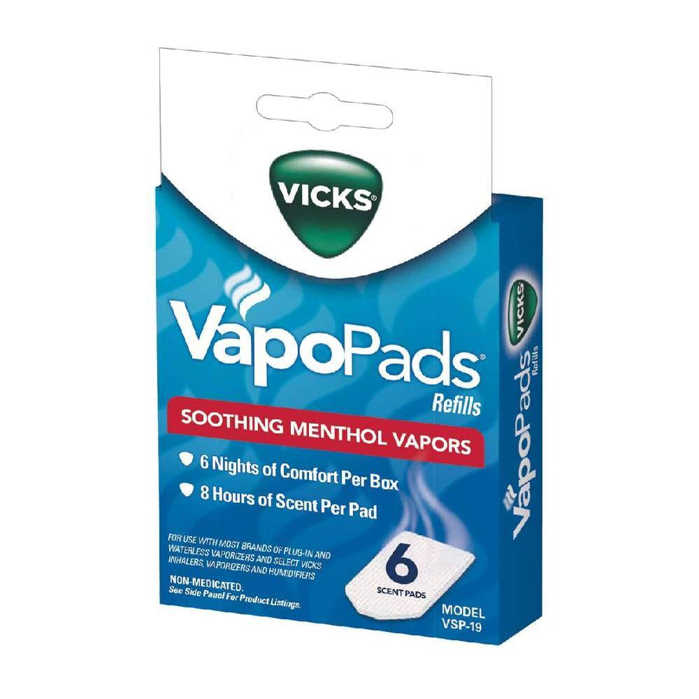Vicks VapoPads Refill Pads Soothing Menthol Vapors, Model VSP-19, 6 pads - OTC Shoppe Express