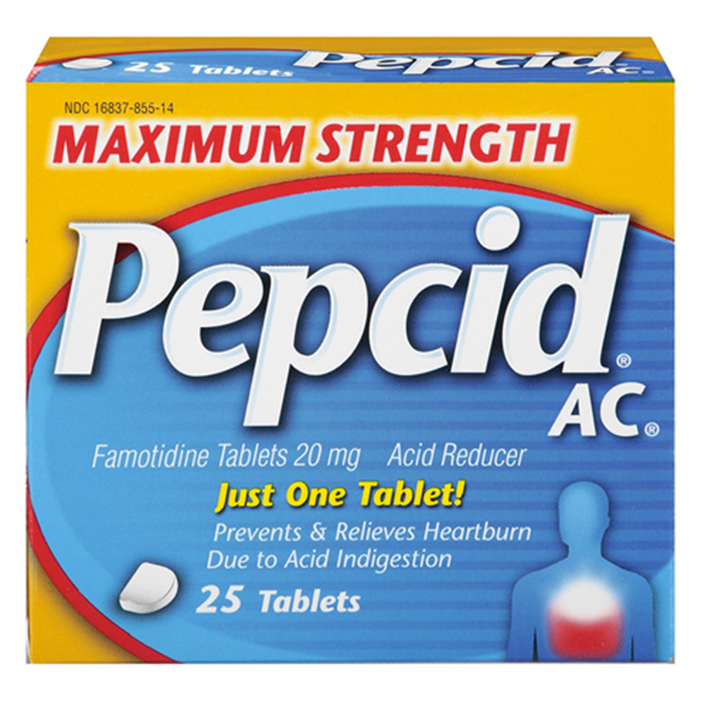 Pepcid AC Maximum Strength, 20 mg, Tablets, 25 ea