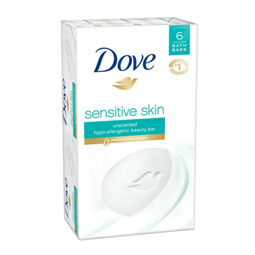 Dove Sensitive Skin Soap Bar, Unscented, 4.25 oz, 6 ea