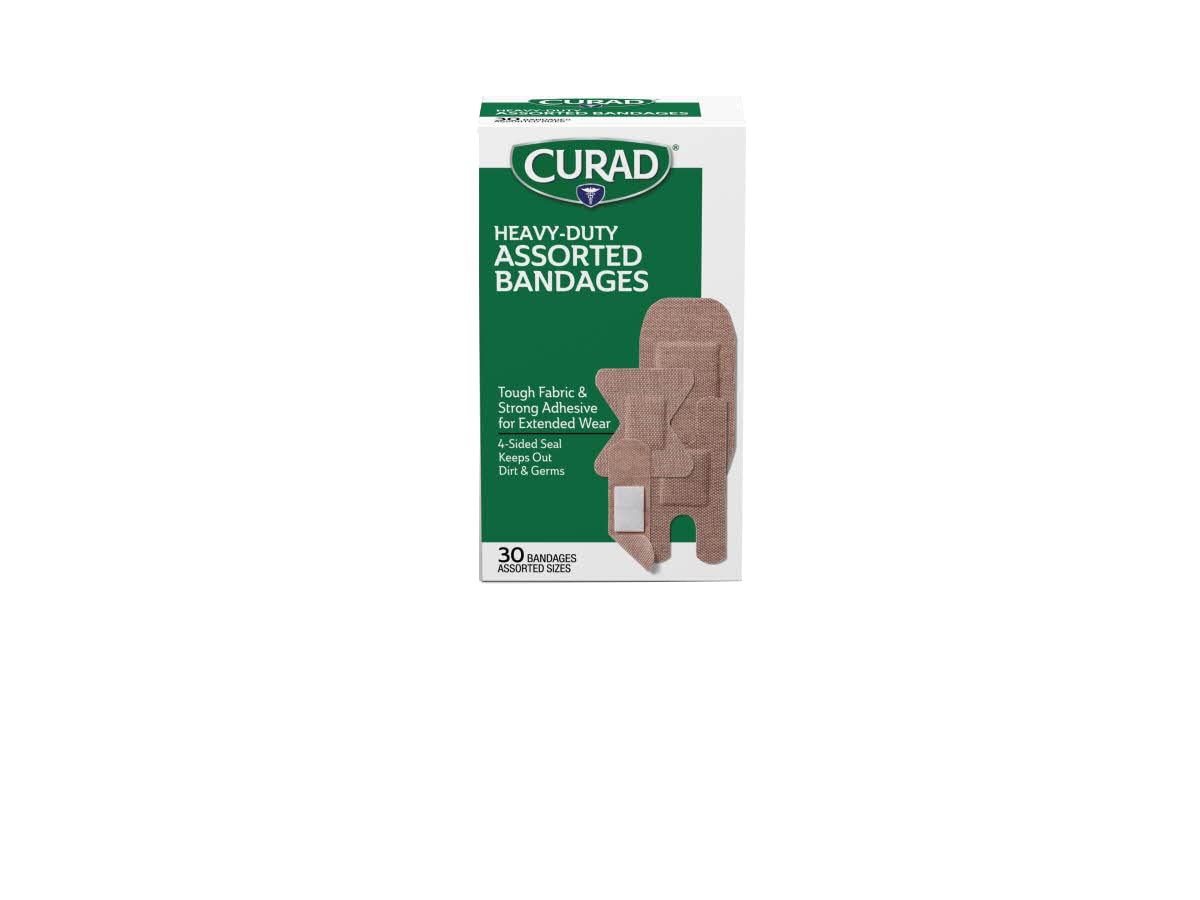 Curad Extreme Hold Adhesive Bandages, Assorted Sizes, 30 ea