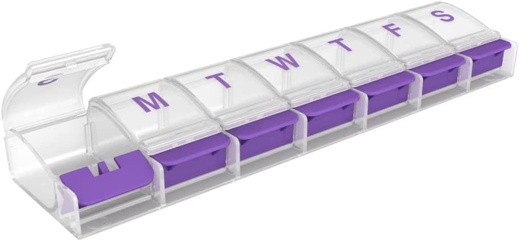 Ezy Dose Weekly / Push Button Pill Planner, XL, 1 ea (Colours Vary) - OTC Shoppe Express