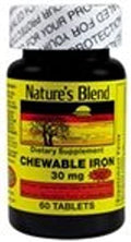 Nature's Blend Chewable Iron, 30 mg, Tablets, 60 ea