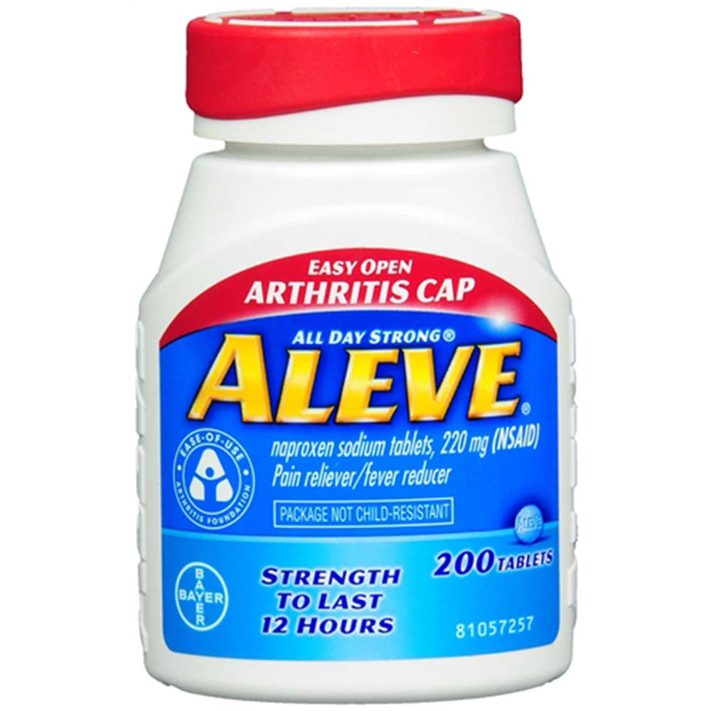 Aleve Pain Reliever Fever Reducer Easy Open Cap, Tablets, 200 ea