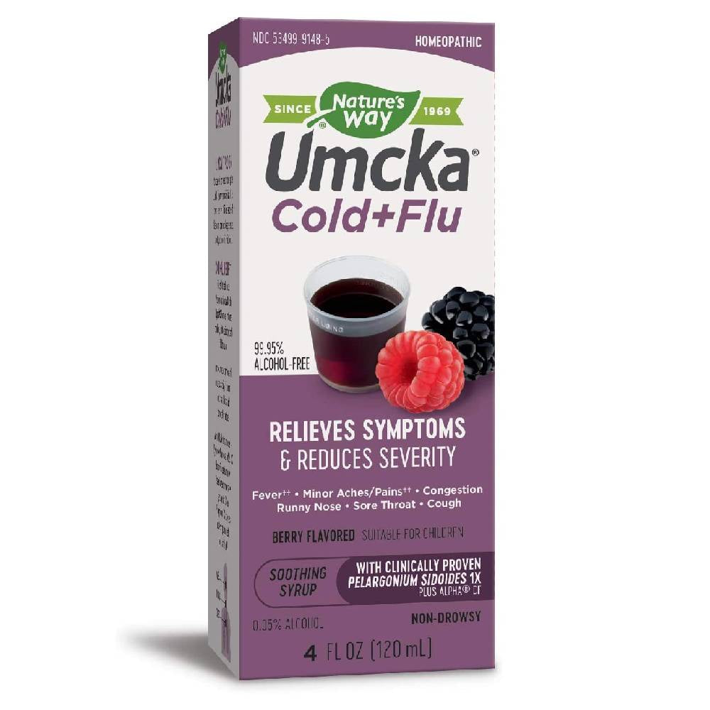 Nature's Way Umcka Cold + Flu Fructose-Free Syrup, Berry, 4 oz