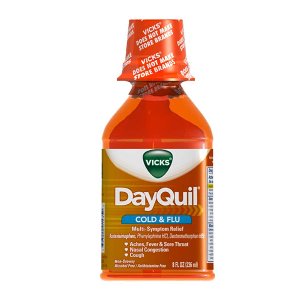 Vicks DayQuil Cold & Flu Multi-Symptom Relief Liquid, Non-Drowsy, 8 oz