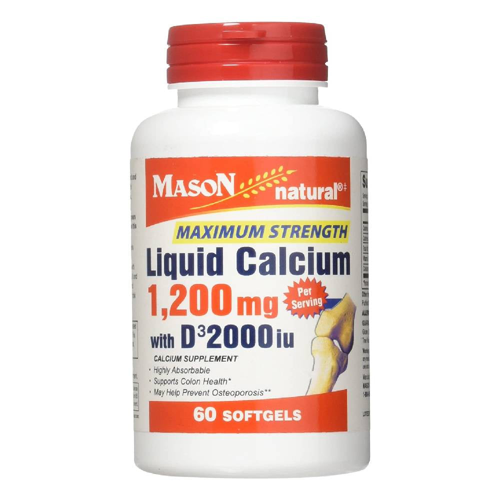 Mason Natural Liquid Calcium, 1200 mg, with D3, 400 IU, Softgels, 60 ea