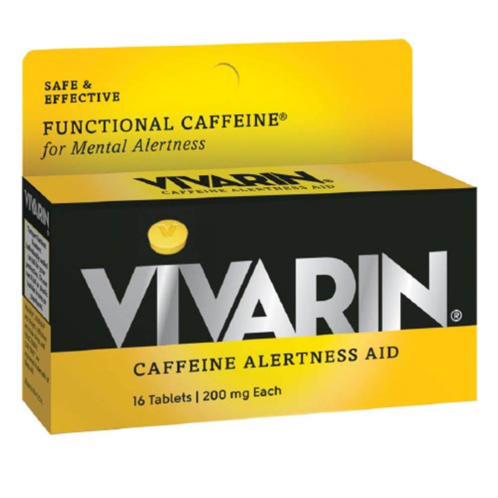 Vivarin Caffeine Alertness Aid, 200 mg, Tablets, 16 ea - OTC Shoppe Express