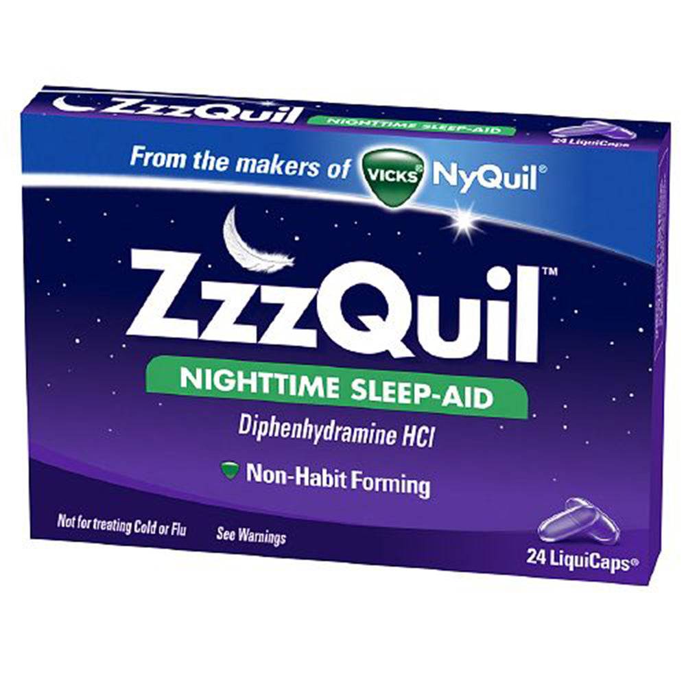 ZzzQuil Nighttime Sleep-Aid, Non-Habit Forming, LiquiCaps, 24 ea - OTC Shoppe Express