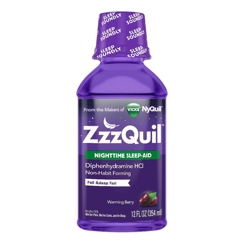 ZzzQuil Nighttime Sleep-Aid, Liquid, Warming Berry, 12 oz - OTC Shoppe Express