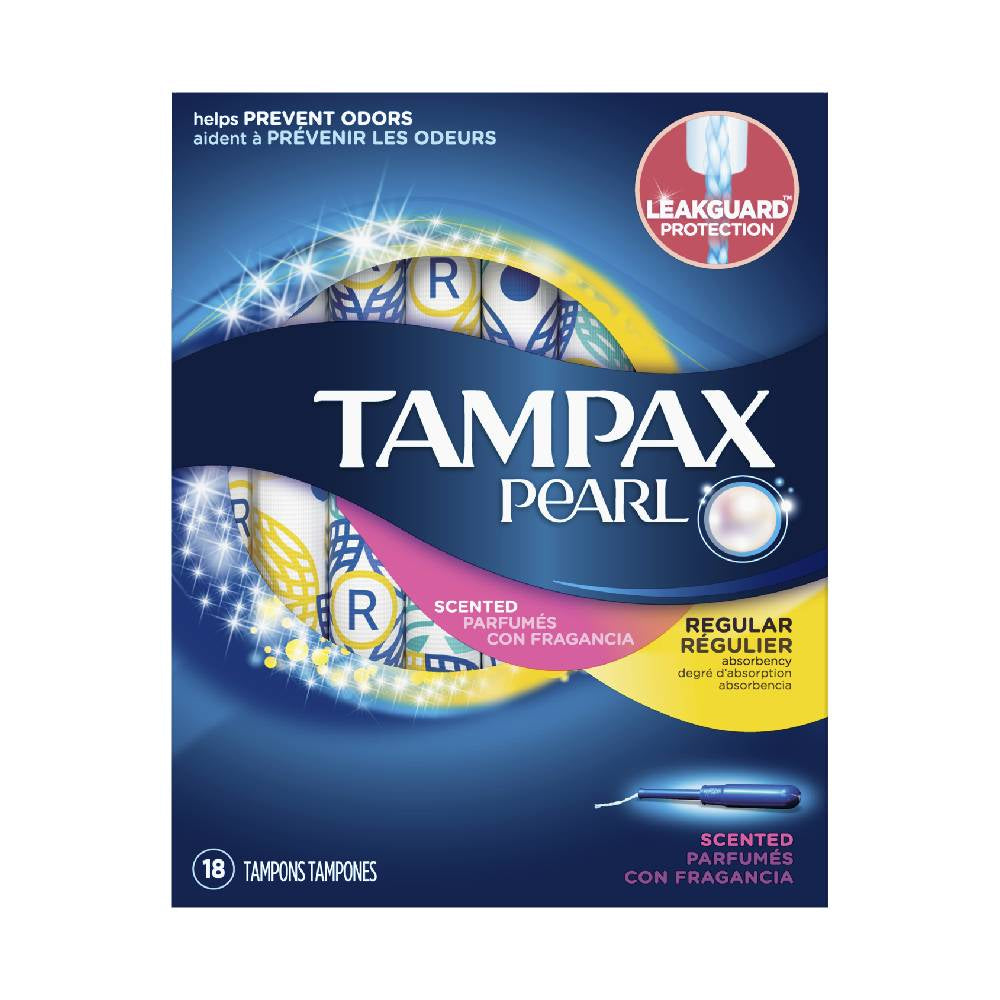 Tampax Pearl Tampons, Scented, Regular, 18 ea