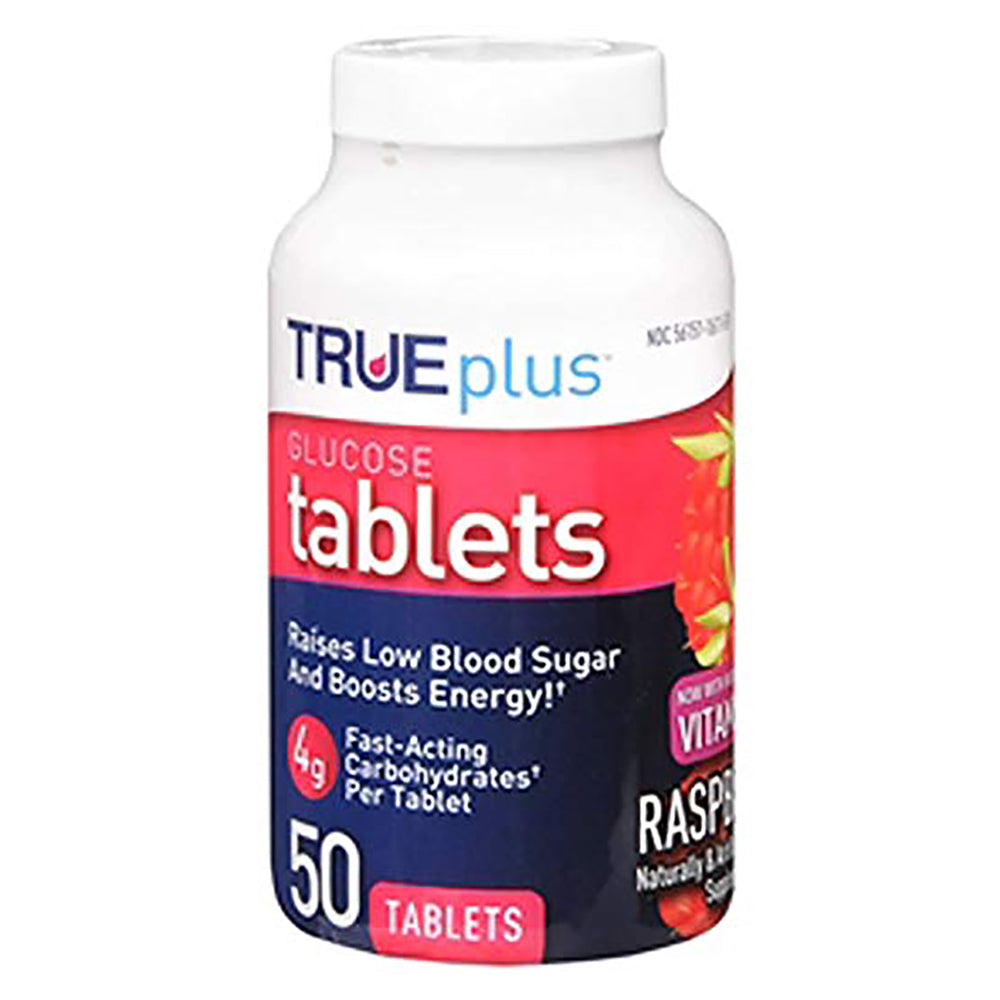 True plus Glucose Tablets, Raspberry, 50 ea