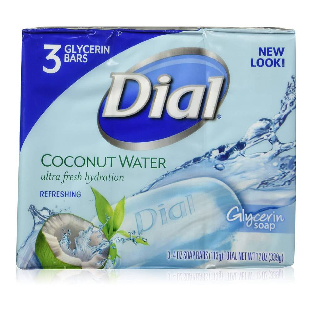 Dial Glycerin Bar Soap, Coconut Water, 3 ea x 4 oz
