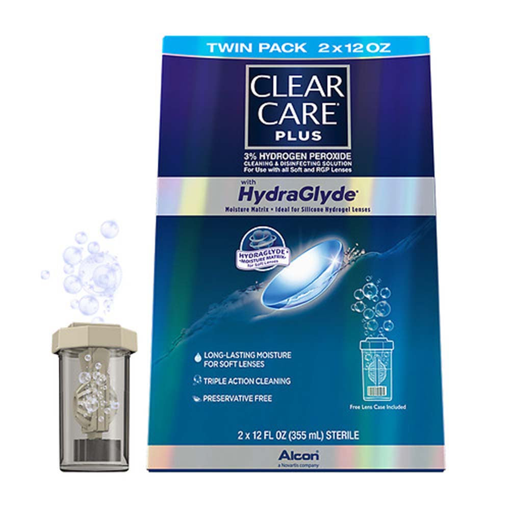 Clear Care Plus HydraGlyde Cleaning and Disinfecting, 12 oz, 2 ea