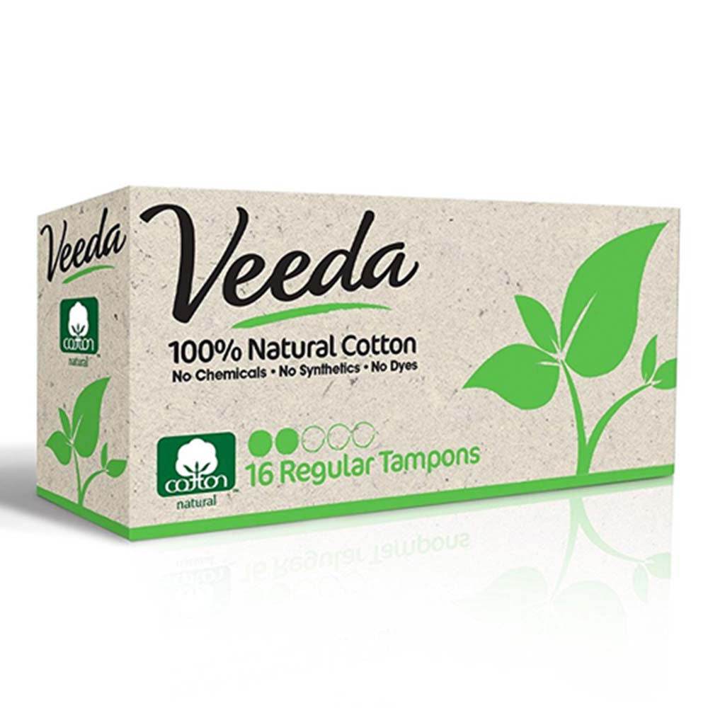Veeda 100% Natural Cotton Tampons, Regular, 16 ea - OTC Shoppe Express