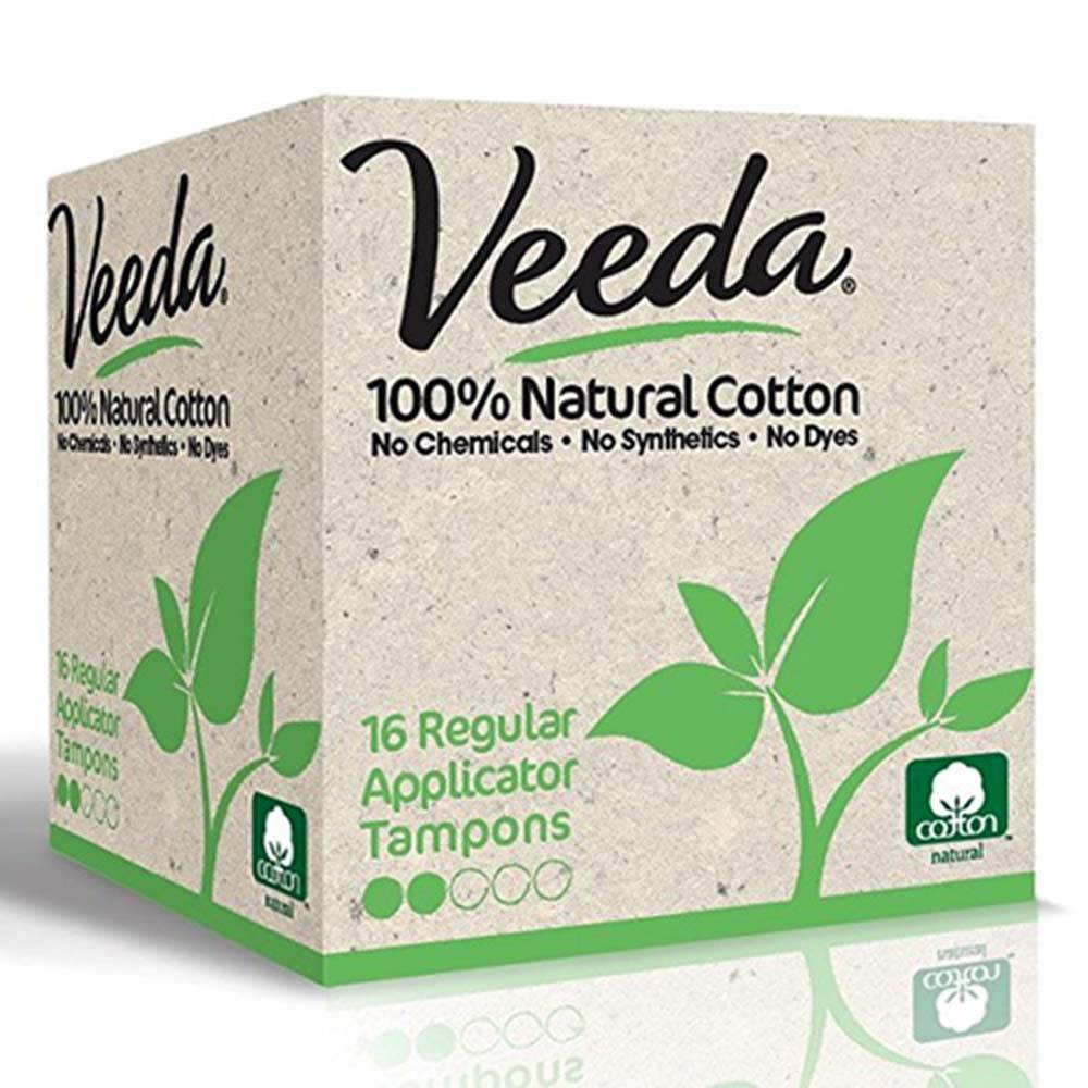 Veeda 100% Natural Cotton Tampons with Applicator, Regular, 16 ea - OTC Shoppe Express
