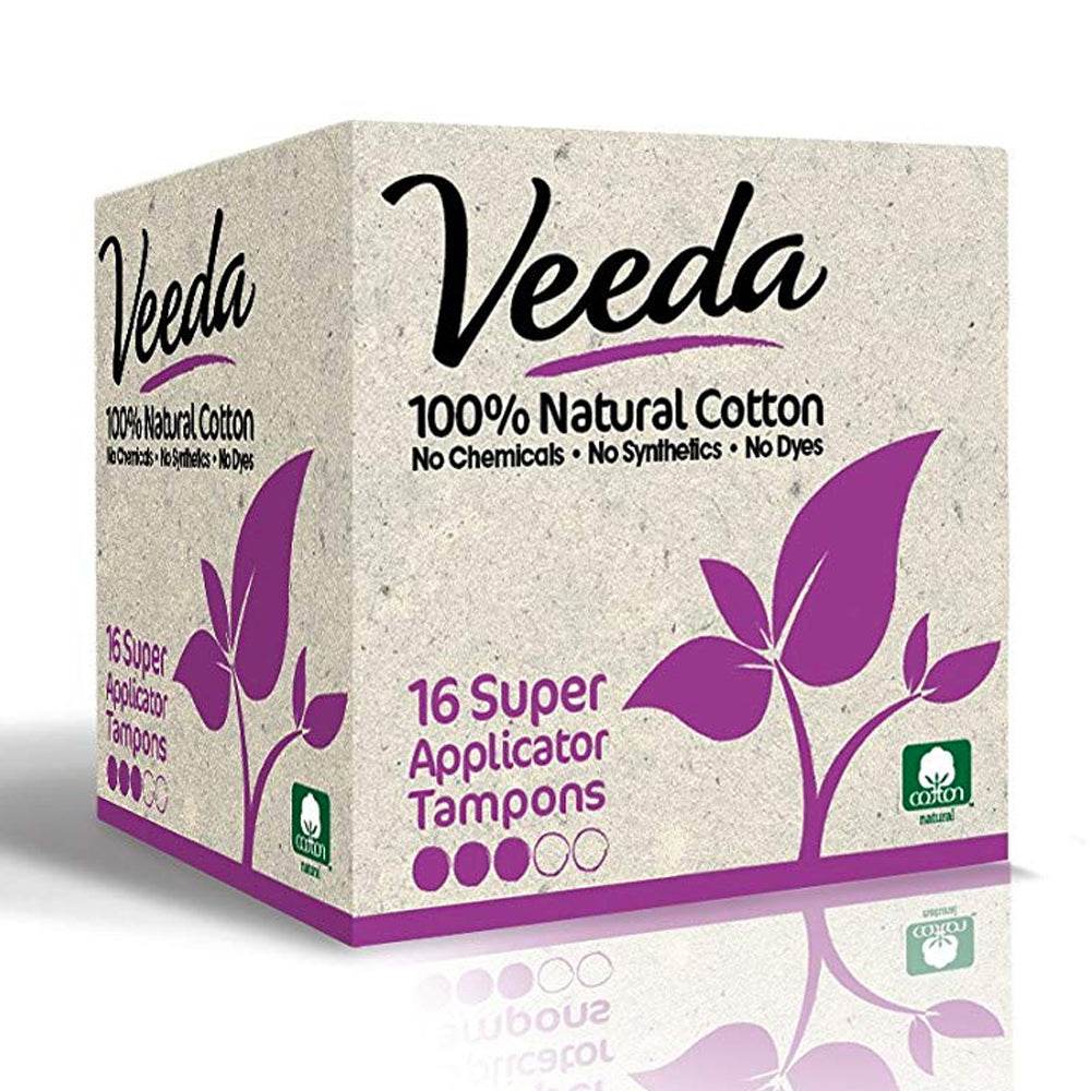 Veeda Natural Cotton Applicator Tampons, Super, 16 ea - OTC Shoppe Express