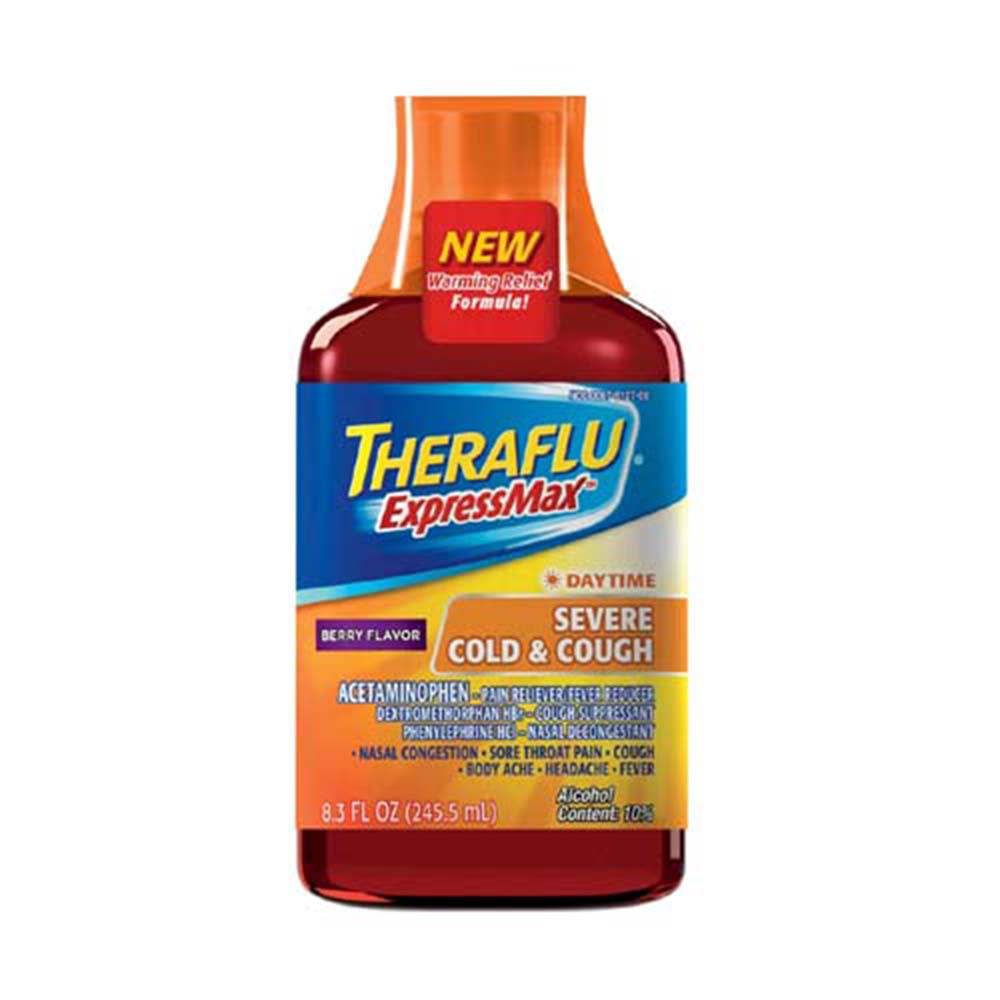 TheraFlu ExpressMax Daytime Severe Cold and Cough Syrup, 8.3 oz - OTC Shoppe Express