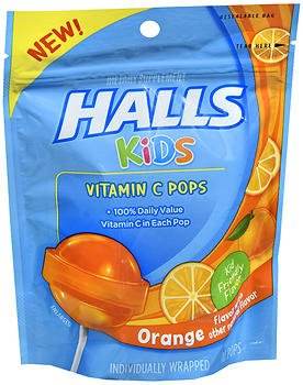 Halls Kids Vitamin C Pops, Orange Flavor, 10 ea - OTC Shoppe Express