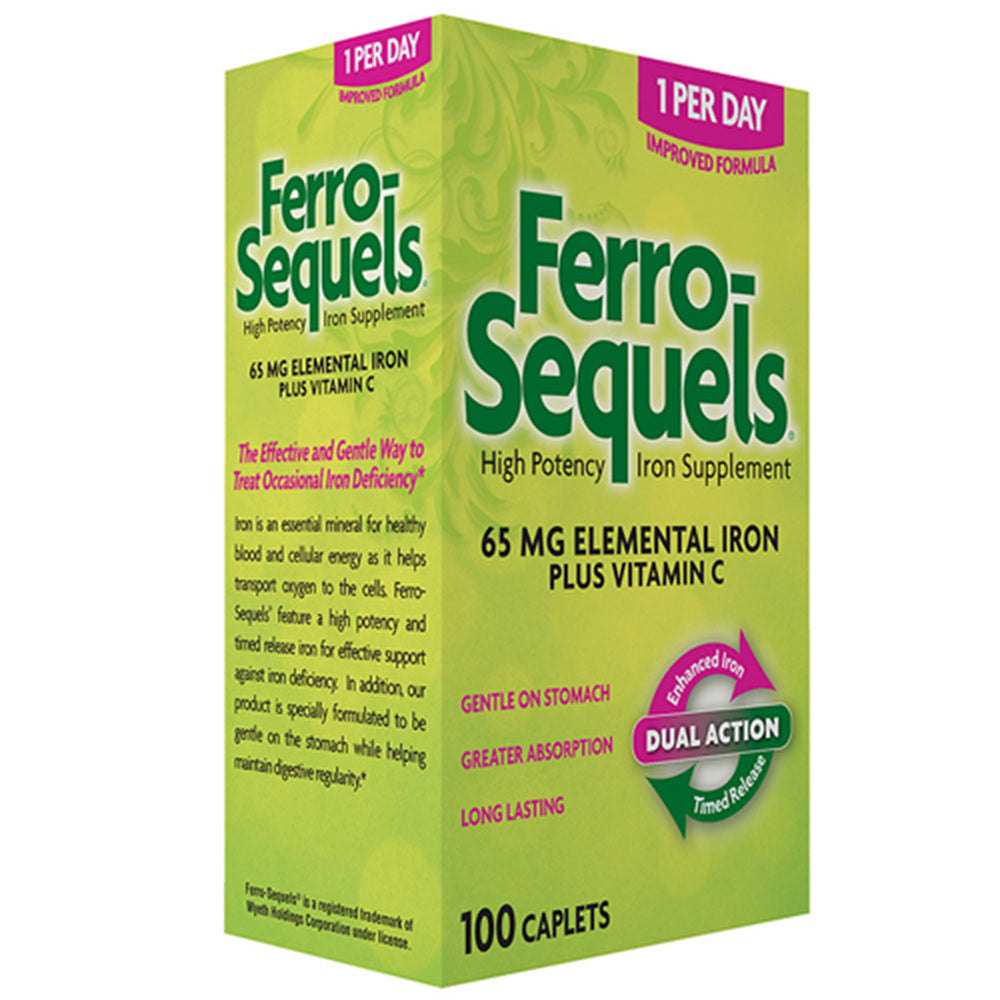 Ferro-Sequels High Potency Iron Supplement, Caplets, 100 ea
