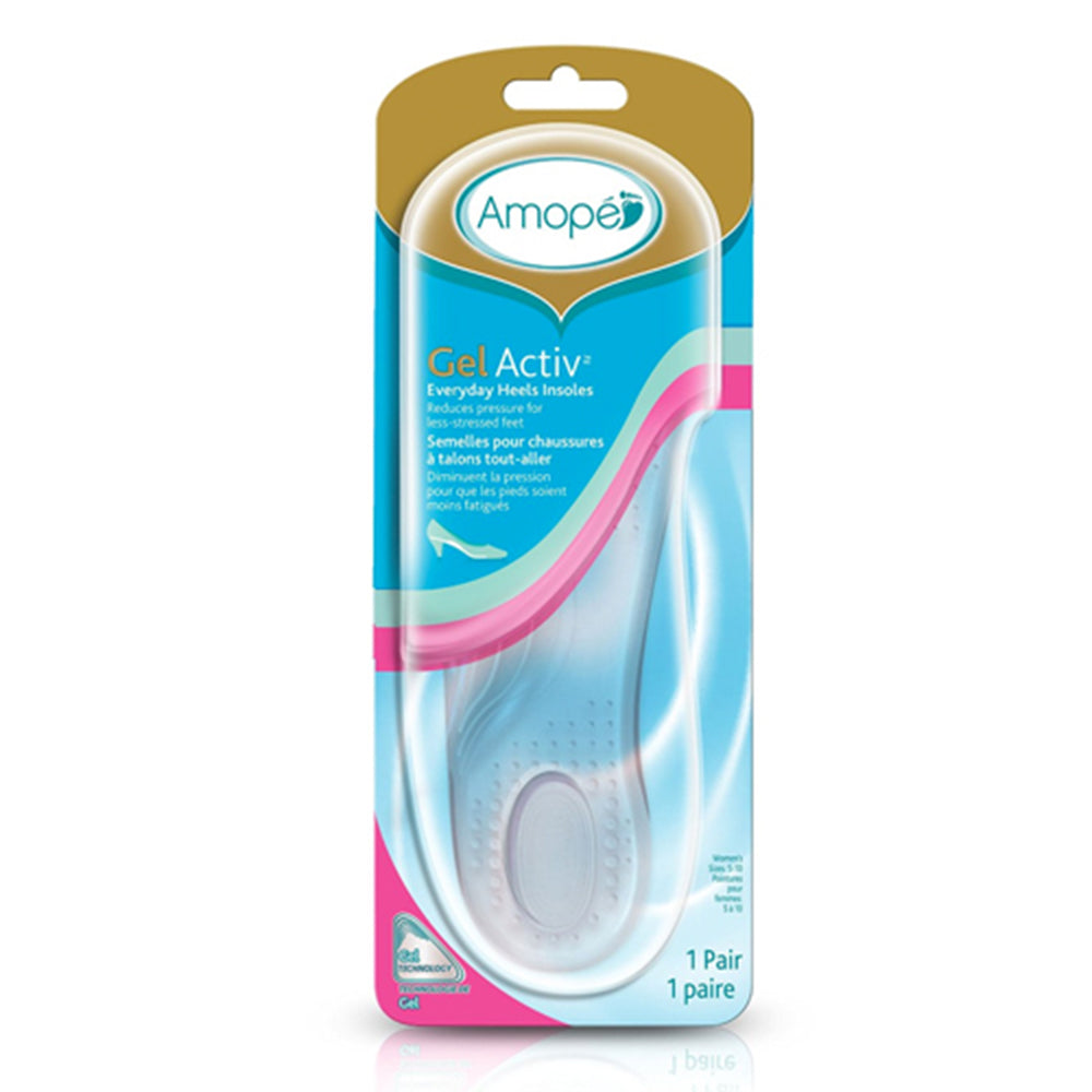 Amope GelActiv Everyday Heels Gel Insoles for Women, Size 5-10, 1 pair