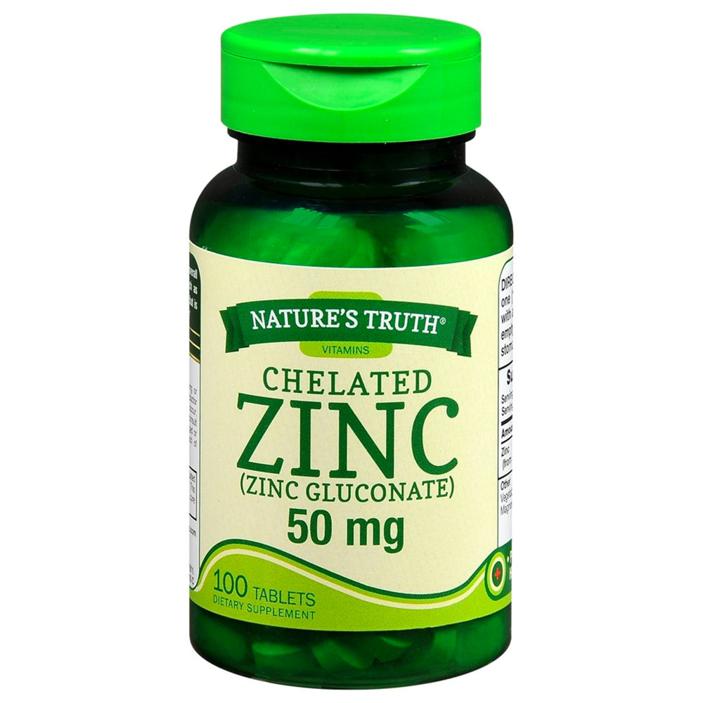 Nature's Truth Chelated Zinc, 50 mg, Tablets, 100 ea