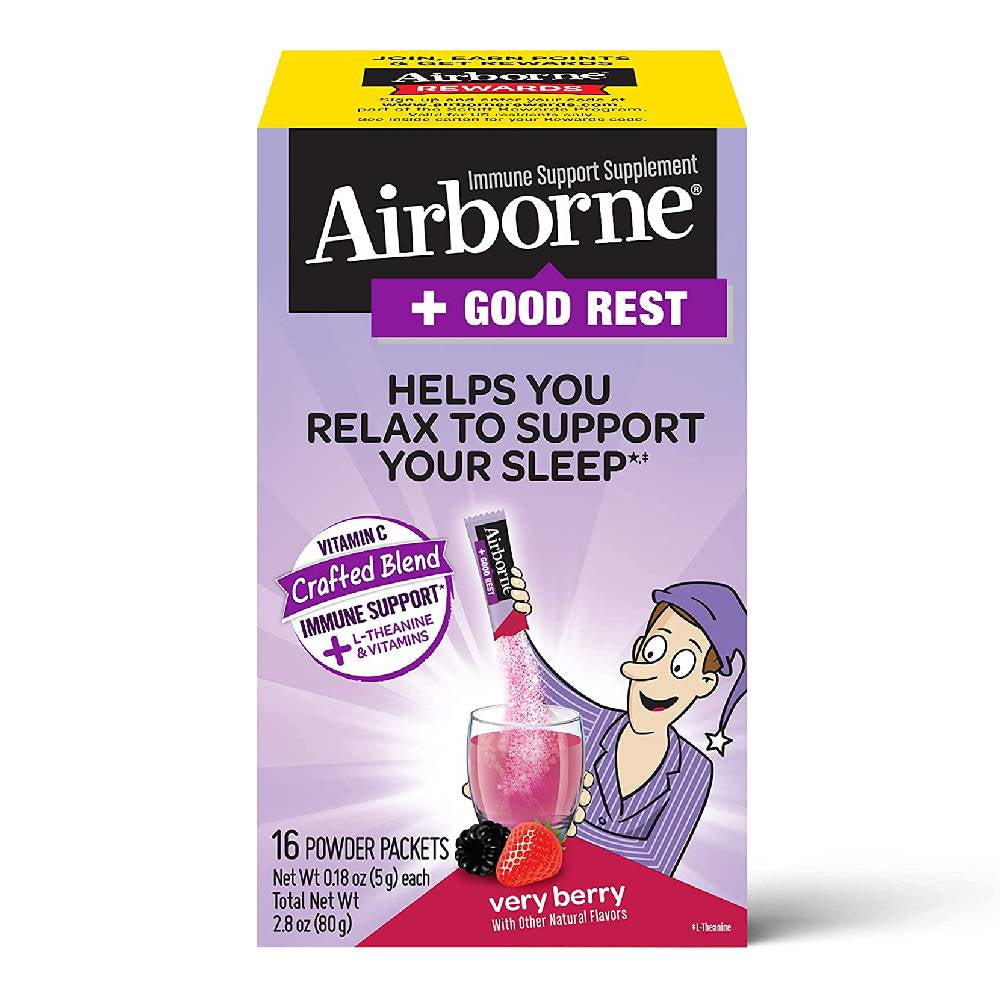 Airborne Plus Beta-Immune Booster, Powder Packets, Very Berry, 16 ea