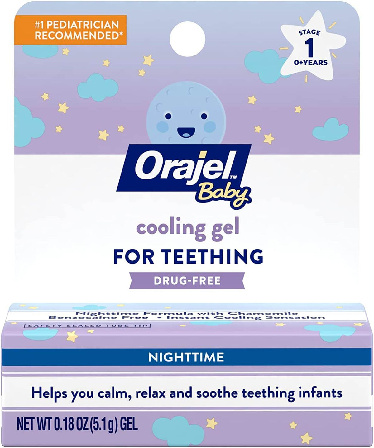 Orajel Baby Non-Medicated Cooling Teething Gel, Nighttime, 0.18 oz - OTC Shoppe Express