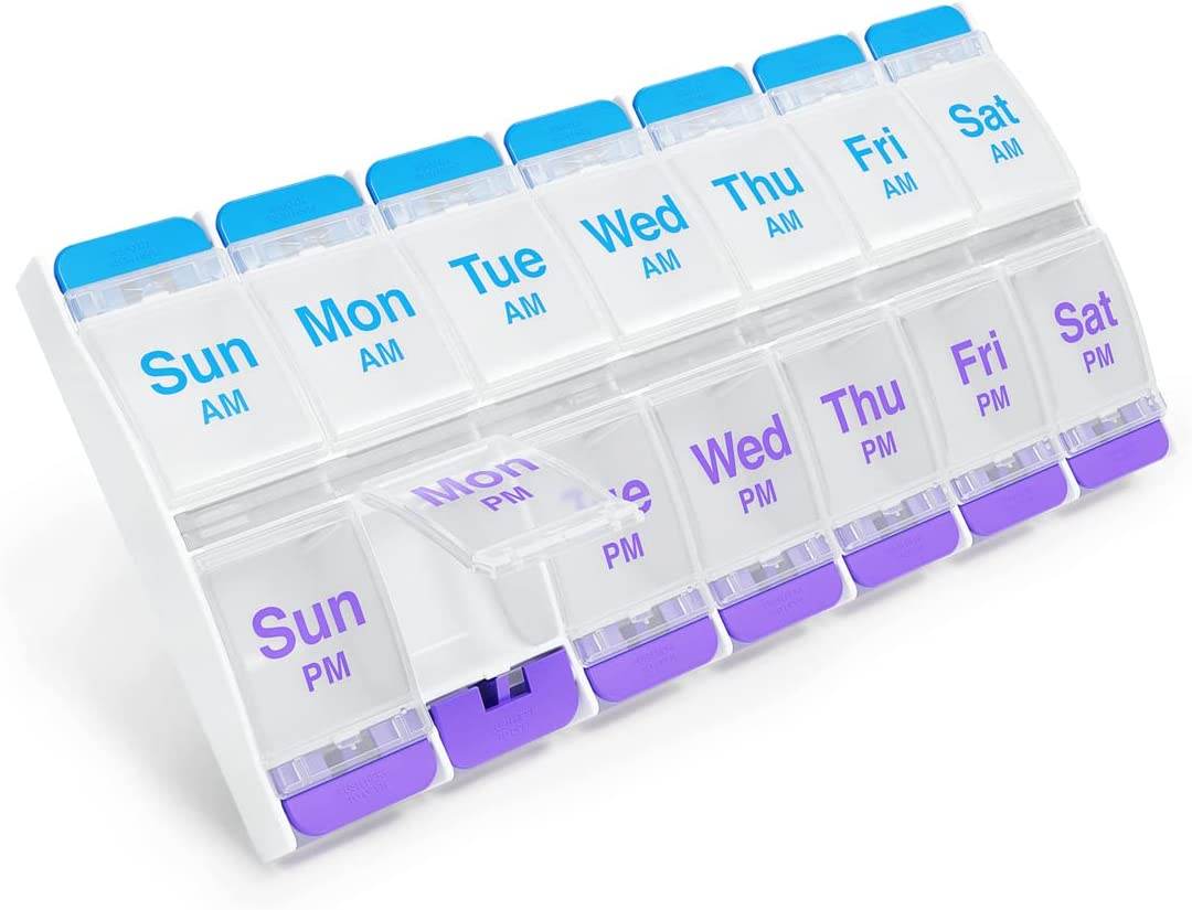Ezy Dose Weekly / AM-PM Pill Planner, XL, 1 ea (Colours Vary) - OTC Shoppe Express