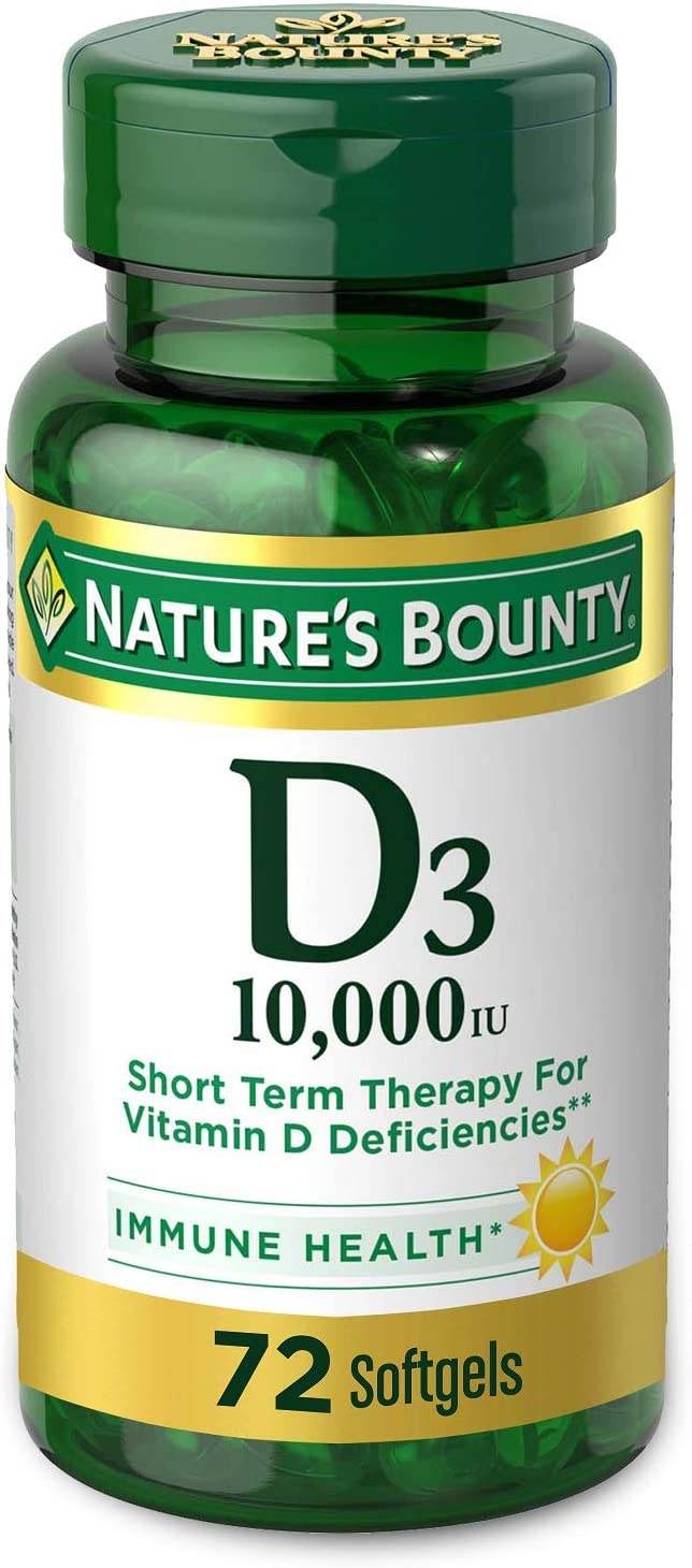 Nature's Bounty D3, 10000 IU, Vitamin Supplement, Softgels, 72 ea - OTC Shoppe Express