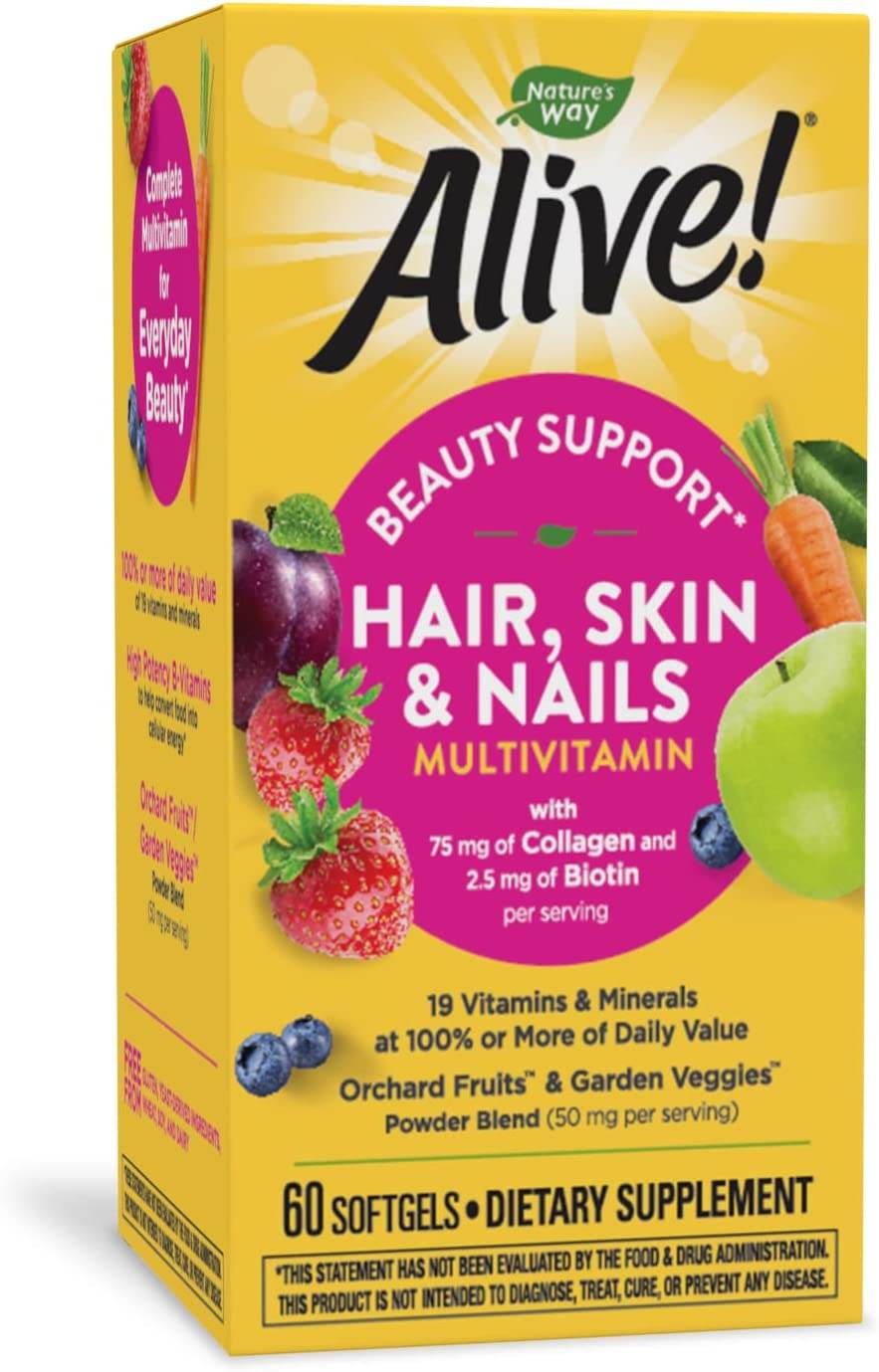 Nature's Way Alive Hair, Skin & Nails, Softgels, Strawberry, 60 ea - OTC Shoppe Express
