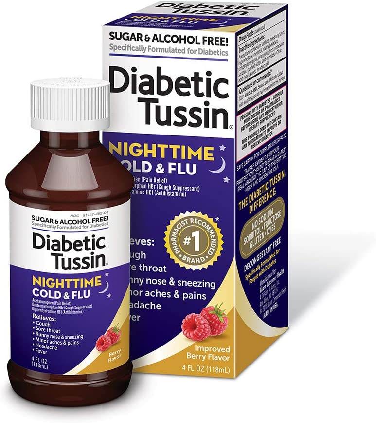 Diabetic Tussin Nighttime Cold & Flu Liquid, Sugar & Alcohol Free, 4 oz - OTC Shoppe Express