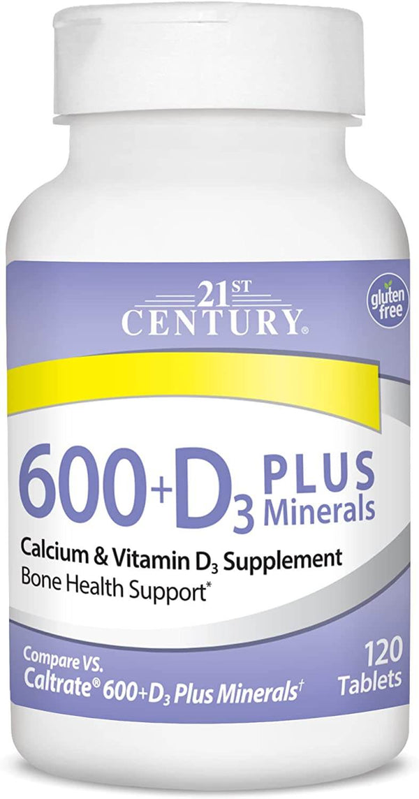 21st Century 600 + D3 Plus Minerals, Tablets, 120 ea - OTC Shoppe Express