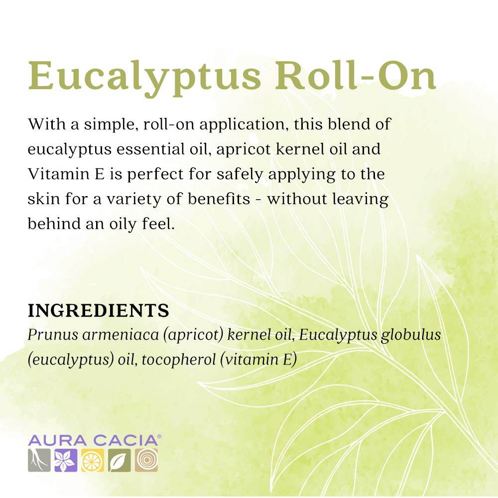 Aura Cacia Clearing Roll-On Essential Oil, Eucalyptus, 0.31 oz - OTC Shoppe Express