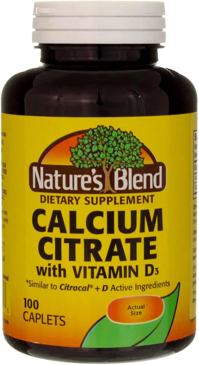 Nature's Blend Calcium Citrate With Vitamin D3, Caplets, 100 ea