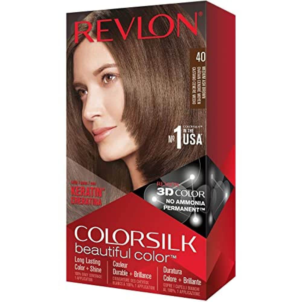 Revlon Colorsilk Beautiful Color Permanent Hair Color, 40 Medium Ash Brown, 1 kit - OTC Shoppe Express