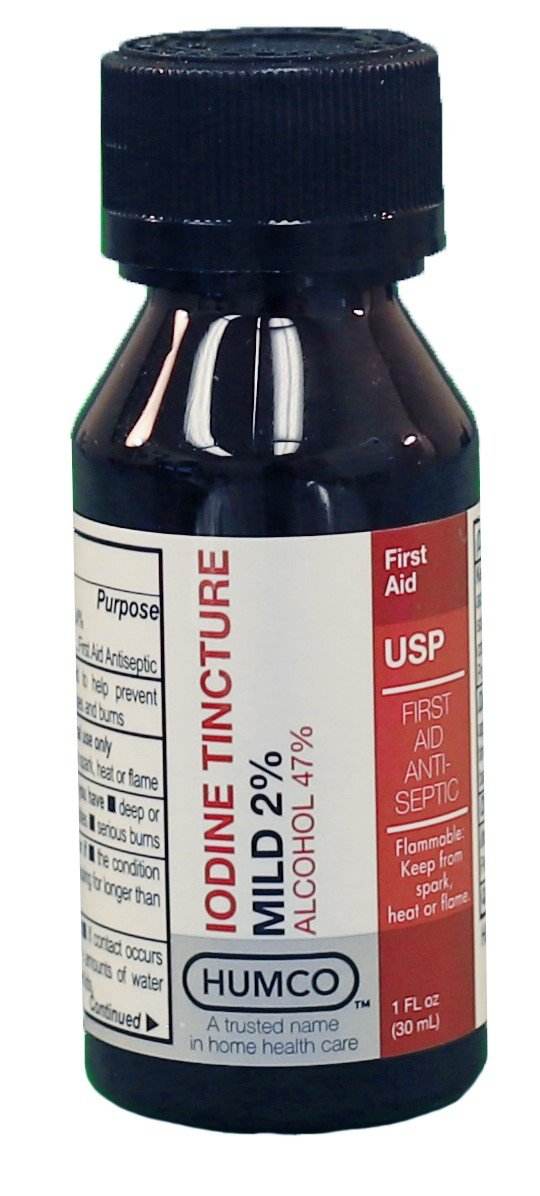 Humco Iodine Tincture 2% Mild USP, 1 oz - OTC Shoppe Express