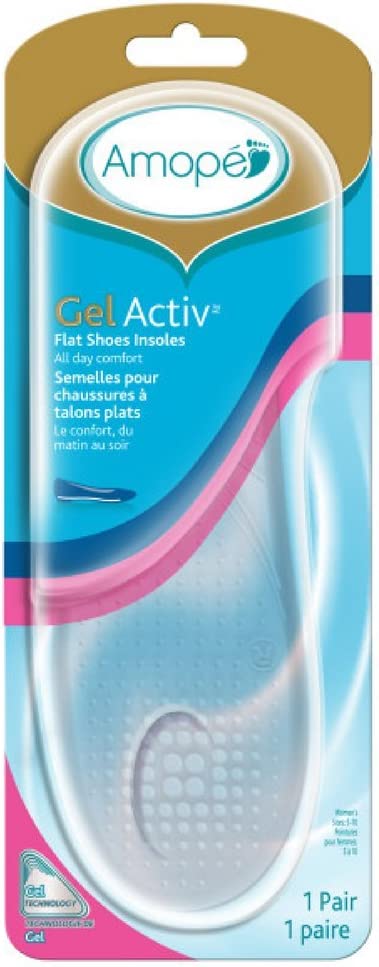 Amope GelActiv Flat Shoes Gel Insoles for Women, Size 5-10, 1 pair