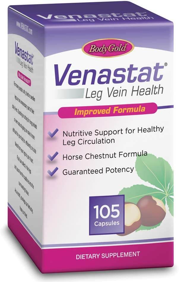 Body Gold Venastat, Leg Vein Health & Circulation Formula with Horse Chestnut & Diosmin, 105 ea - OTC Shoppe Express