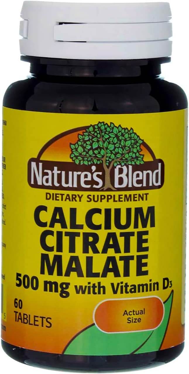 Nature's Blend Calcium Citrate Malate with D, 500 mg, Tablets, 60 ea - OTC Shoppe Express