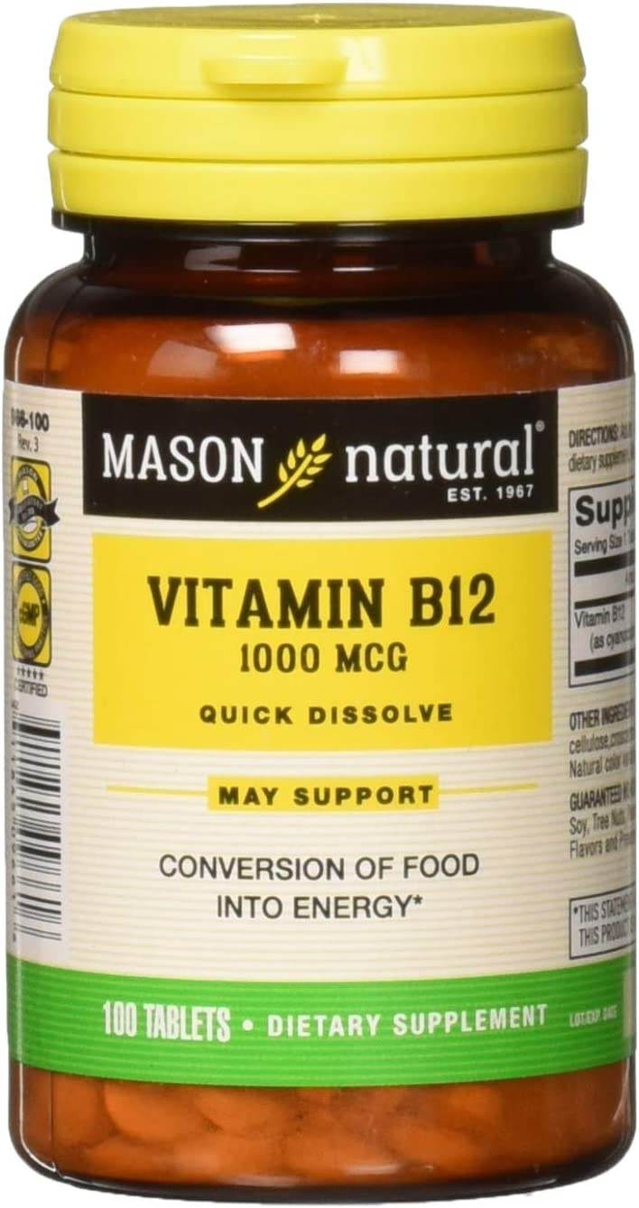 Mason Natural Vitamin B-12, 1000 mcg, Sublingual Tablets, 100 ea - OTC Shoppe Express