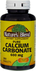 Nature's Blend Calcium Carbonate, 600 mg, Tablets, 100 ea