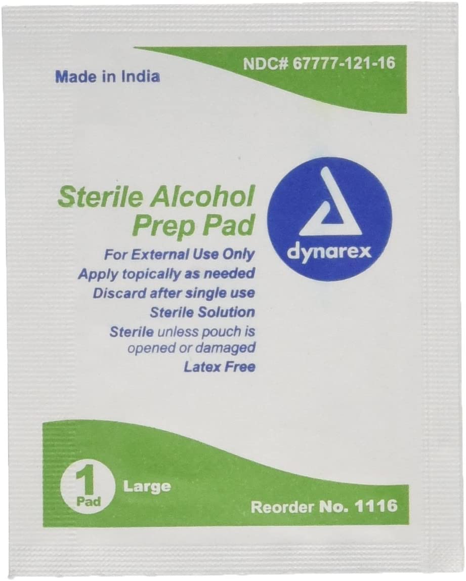 Dynarex Sterile Alcohol Prep Pads, Large, 100 ea