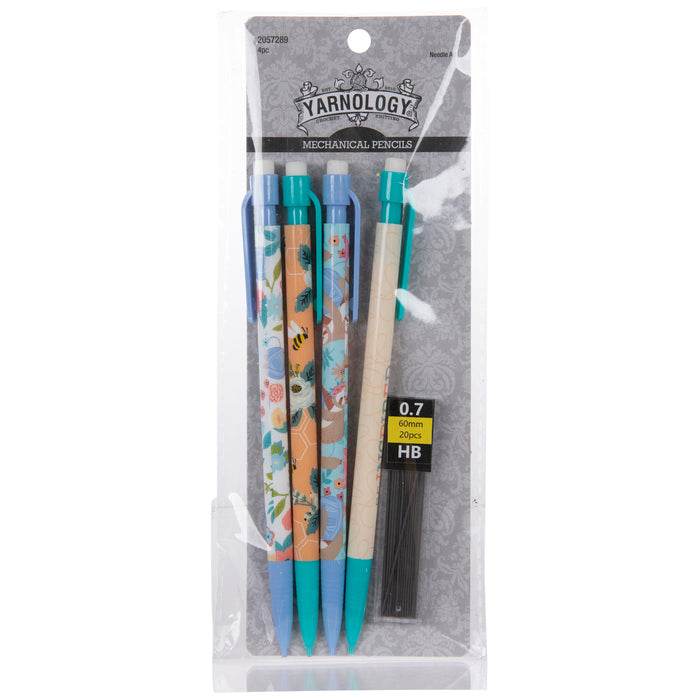 Yarnology 0.7 Bee, Sloth & Yarn Floral Mechanical Pencils, 4 Piece Set - OTC Shoppe Express
