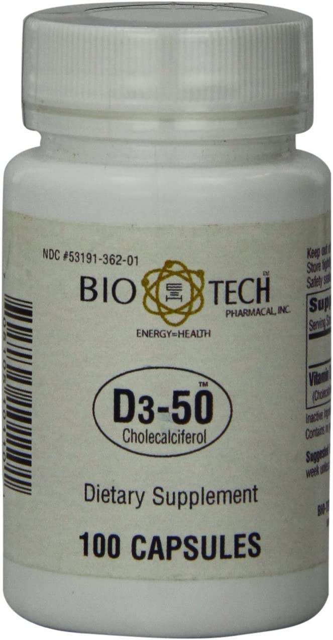 Bio Tech Pharmacal Inc, D3-50, Cholecalciferol, Capsules, 100 ea - OTC Shoppe Express
