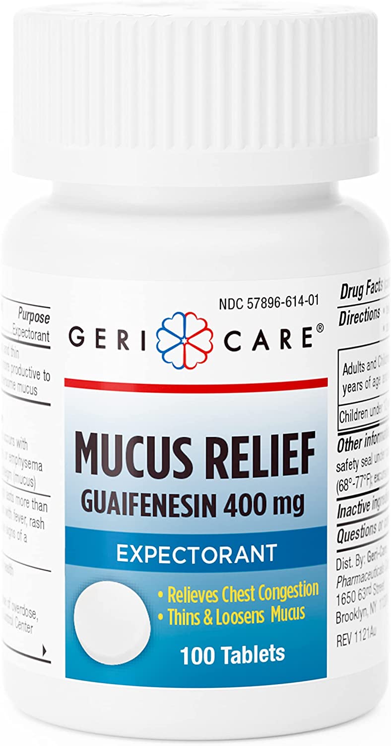 GeriCare Mucus Relief, Guaifenesin, 400 mg, Tablets, 100 ea